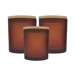 Amber-Brown-Frosted-Glass-Candle-Jars-0